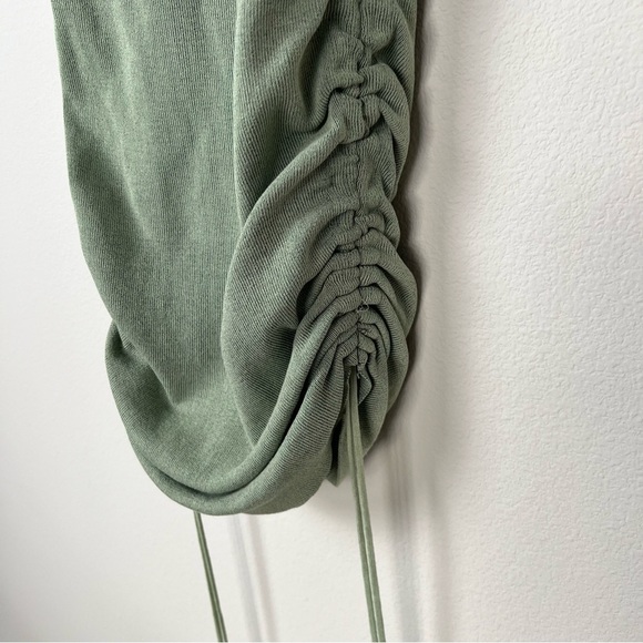 Lioness Military Minds in Sage Green Knit Mini Dress Sexy Drawstring Sides M - Picture 7 of 11